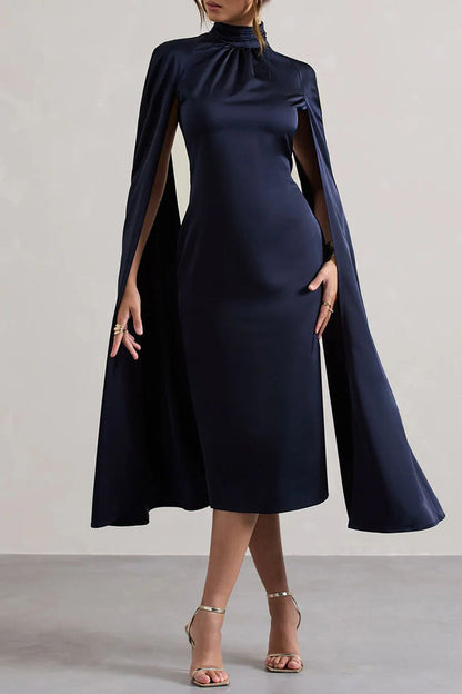 Vestidos largos de cuello alto con aberturas y patchwork calados de estilo urbano
