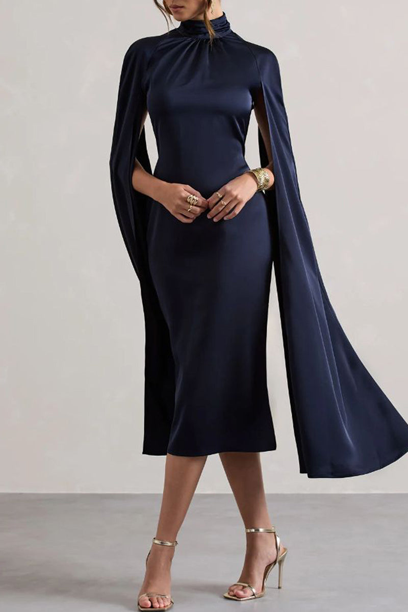 Vestidos largos de cuello alto con aberturas y patchwork calados de estilo urbano
