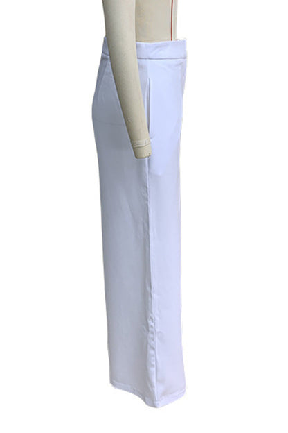 Pantalones casuales de uso diario de color sólido con bolsillos, sueltos, de cintura media, rectos, de color sólido