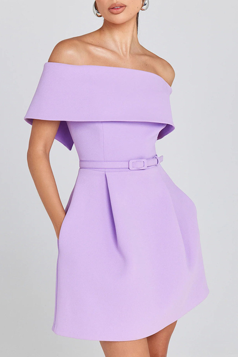 Vestidos sexis de corte A con hombros descubiertos, bolsillos y cordones en color liso (3 colores)