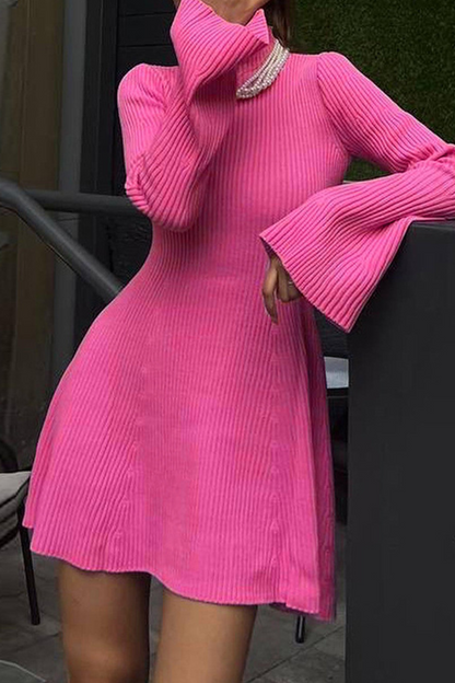 Vestidos sexis de cuello alto de color liso con corte A (5 colores)