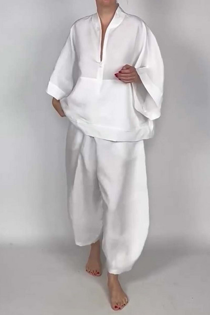 Conjunto informal de dos piezas con cuello con cremallera y bolsillo para uso diario (5 colores)