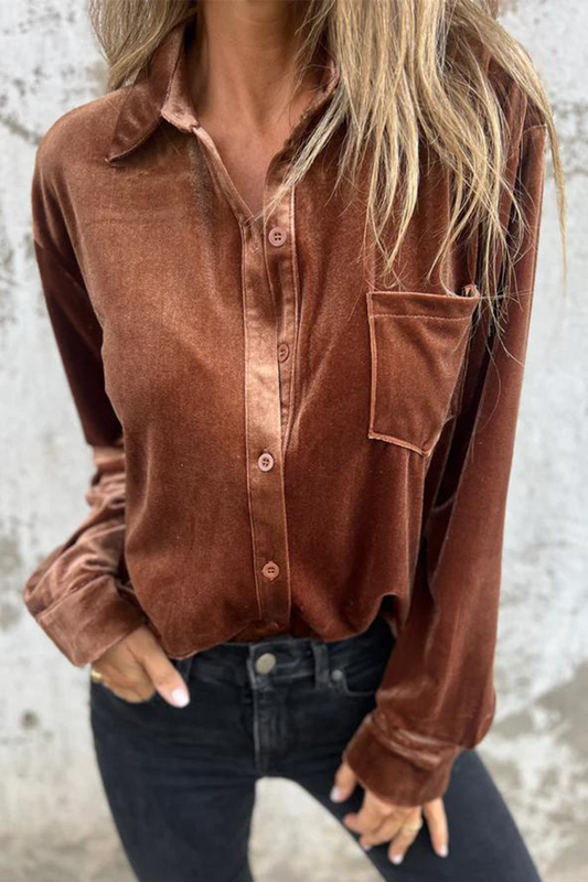 Blusas casuales con cuello vuelto y hebilla de bolsillo (3 colores)