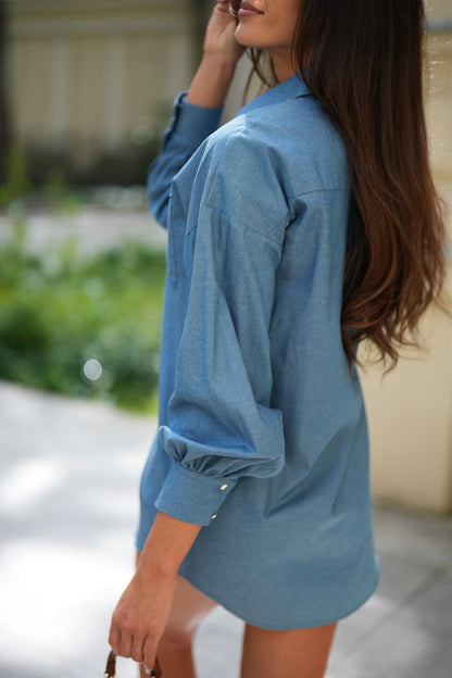 Blusas casuales de cuello vuelto con botones para uso diario
