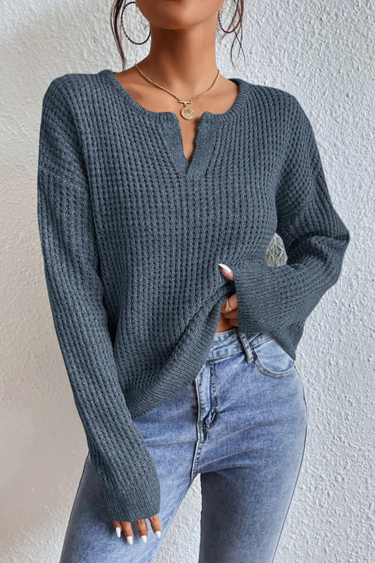 Suéteres casuales de cuello en V con patchwork de colores sólidos para uso diario