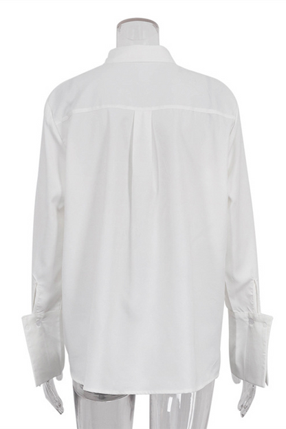 Blusas casuales de calle con bolsillos, botones y cuello vuelto