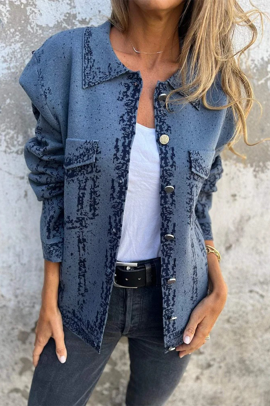 Prenda exterior informal con botones desgastados y cuello vuelto (3 colores)