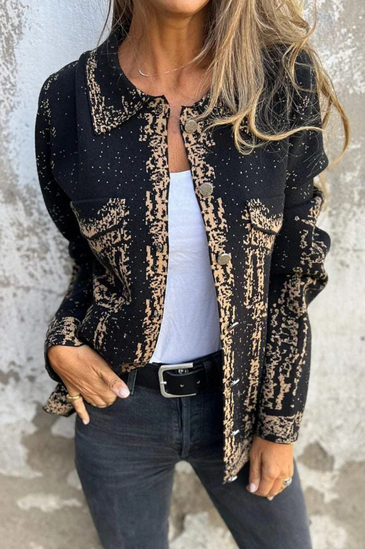Prenda exterior informal con botones desgastados y cuello vuelto (3 colores)