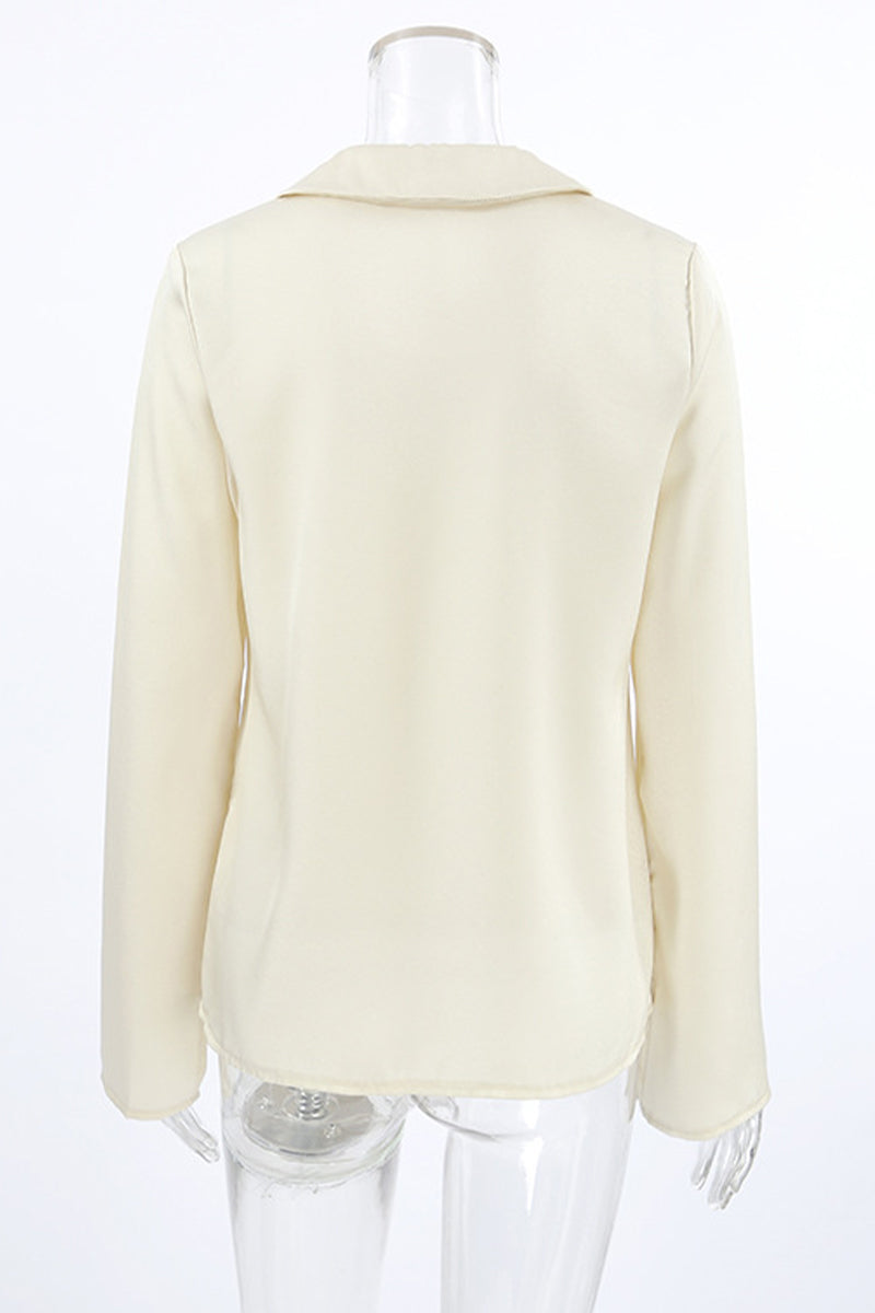Blusas sexys con cuello vuelto y cordones