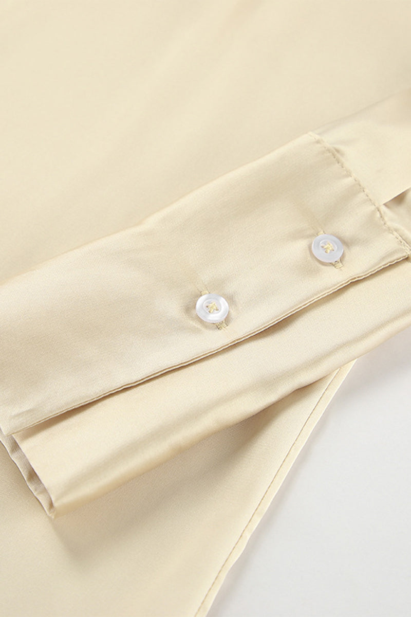 Blusas sexis de color liso con botones y cuello vuelto