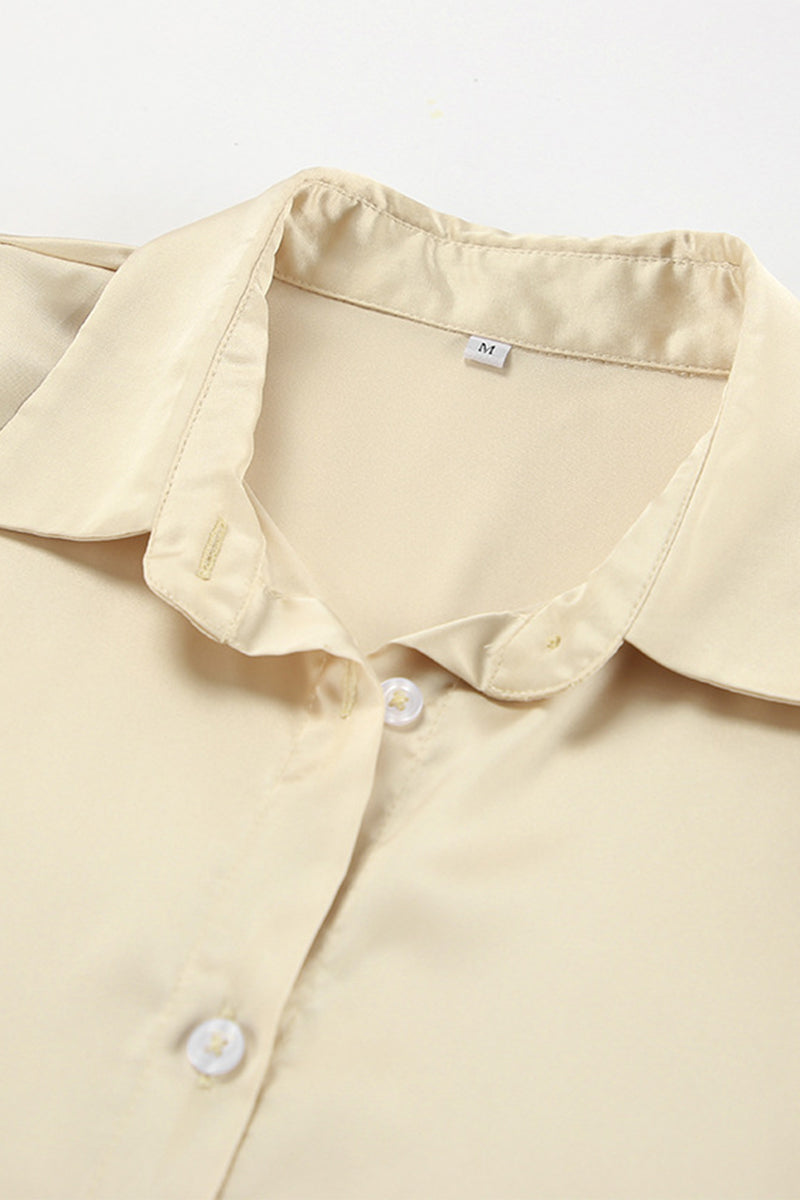 Blusas sexis de color liso con botones y cuello vuelto