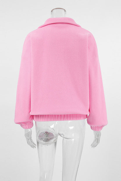 Sudadera informal con cuello vuelto y cremallera esponjosa