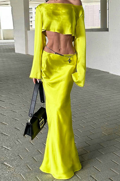 Sexy Off Shoulder Long Sleeve Two Pieces(No Belt)(3 Colors)