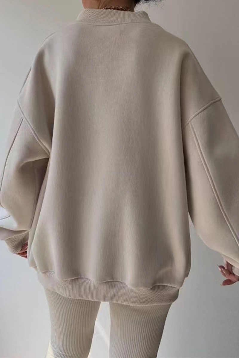 Sudadera informal con cuello en V y patchwork para uso diario