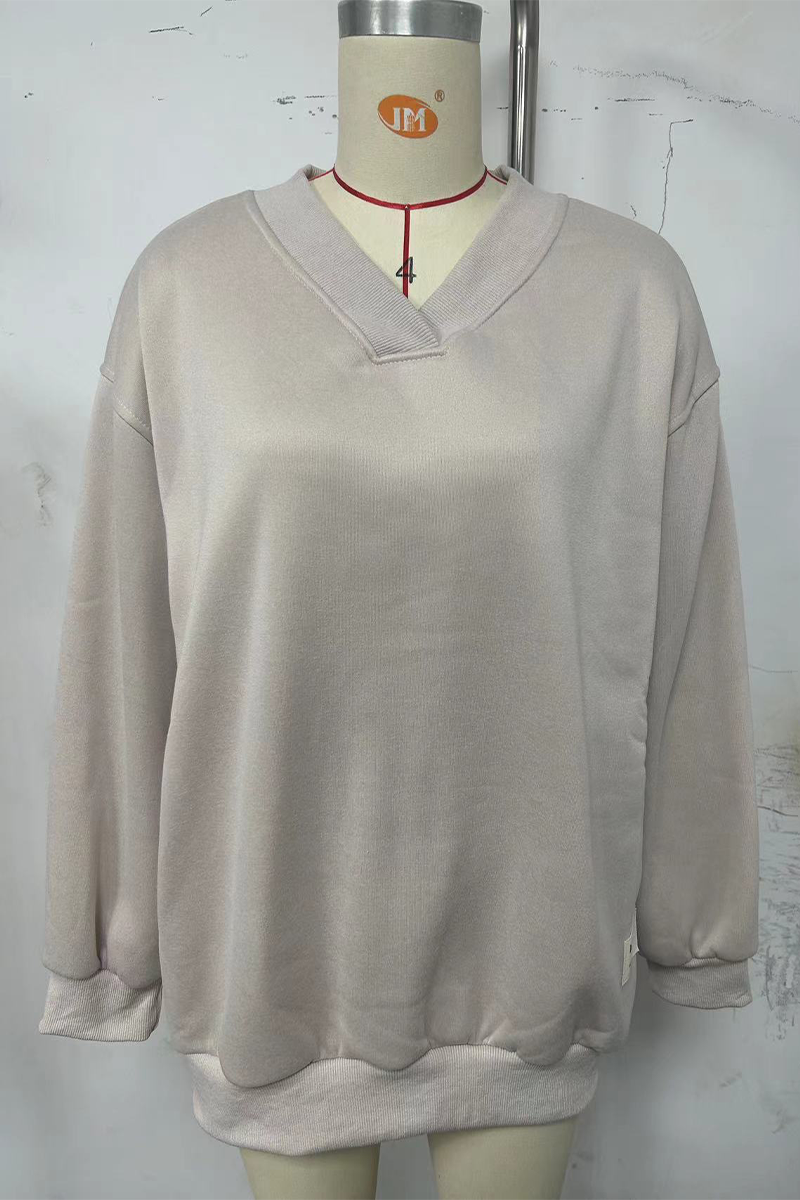 Sudadera informal con cuello en V y patchwork para uso diario