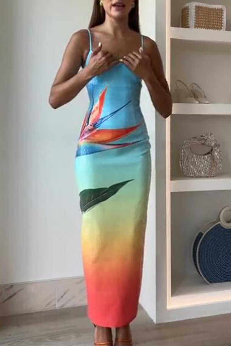 Vestidos de fiesta sexys con flores, lentejuelas y escote en U, falda de un solo paso