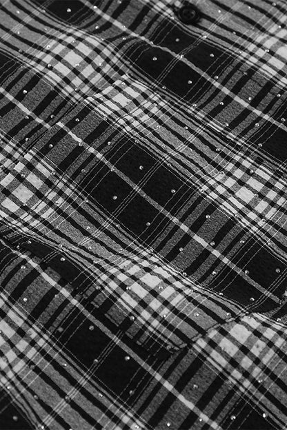 Blusas de cuello vuelto en contraste de Street Daily Plaid Hot Drill