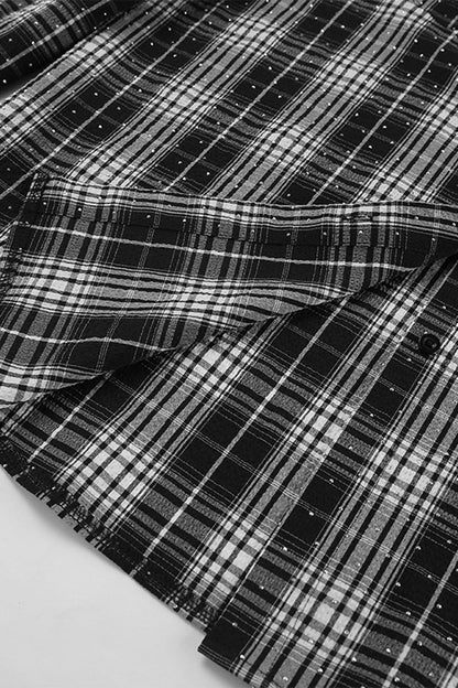 Blusas de cuello vuelto en contraste de Street Daily Plaid Hot Drill