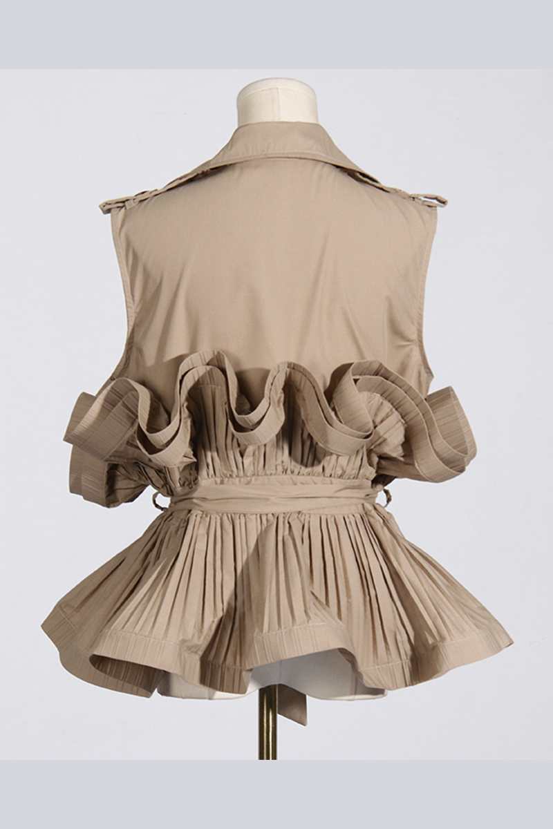 Blusas casuales con cuello vuelto, volantes y cordones