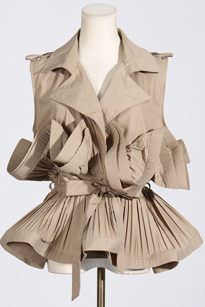 Blusas casuales con cuello vuelto, volantes y cordones