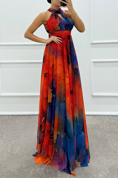 Vestidos de noche sexys con escote halter, encaje y contraste en degradado (3 colores)