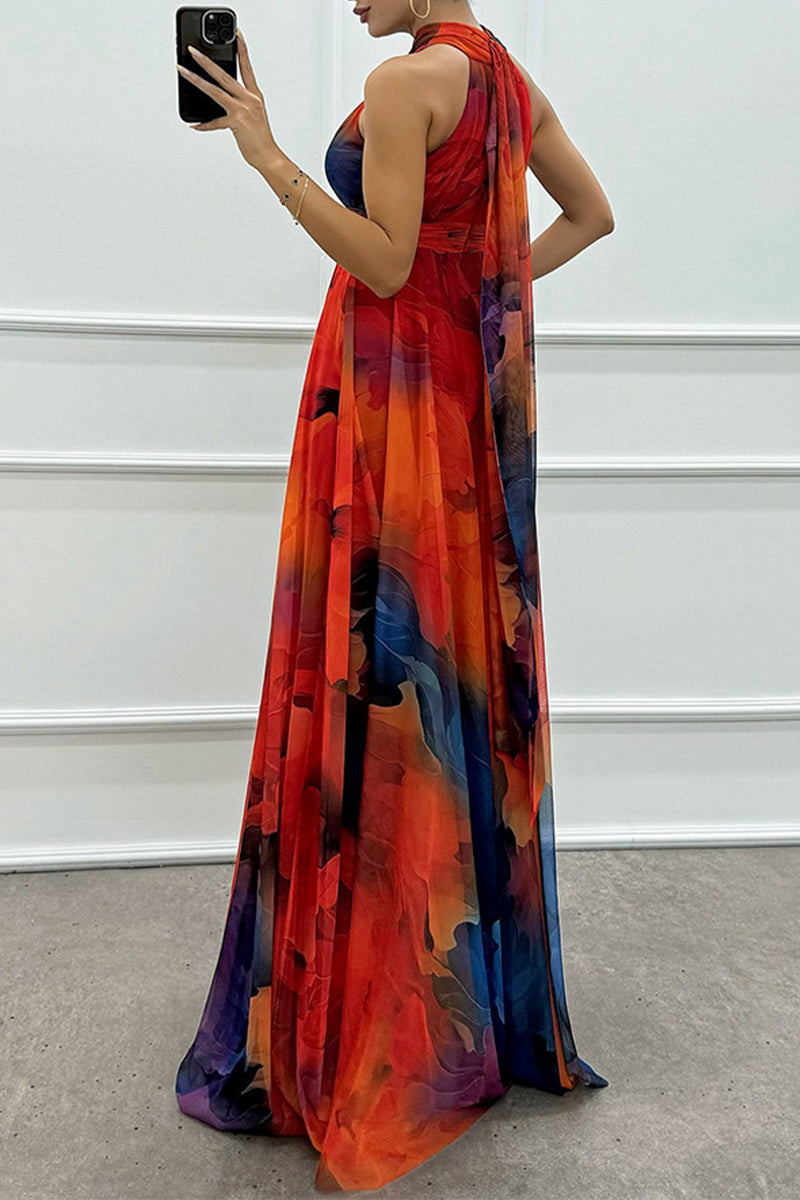 Vestidos de noche sexys con escote halter, encaje y contraste en degradado (3 colores)