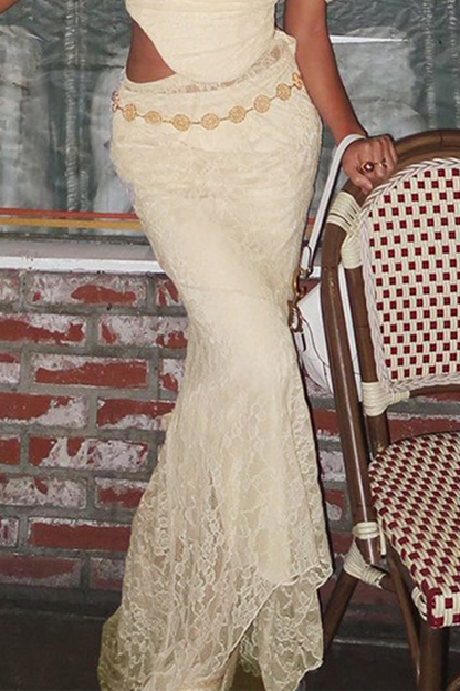Braguita de encaje sexy con cola de pez y cintura alta (dos piezas desmontables)