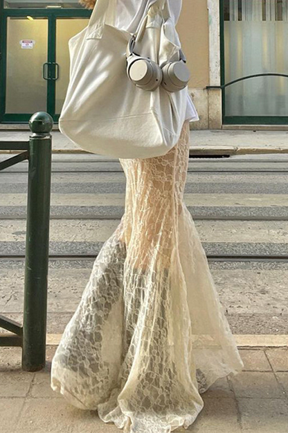 Braguita de encaje sexy con cola de pez y cintura alta (dos piezas desmontables)