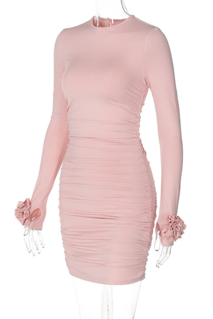 Vestidos sexys de retazos con flores y cuello redondo (3 colores)