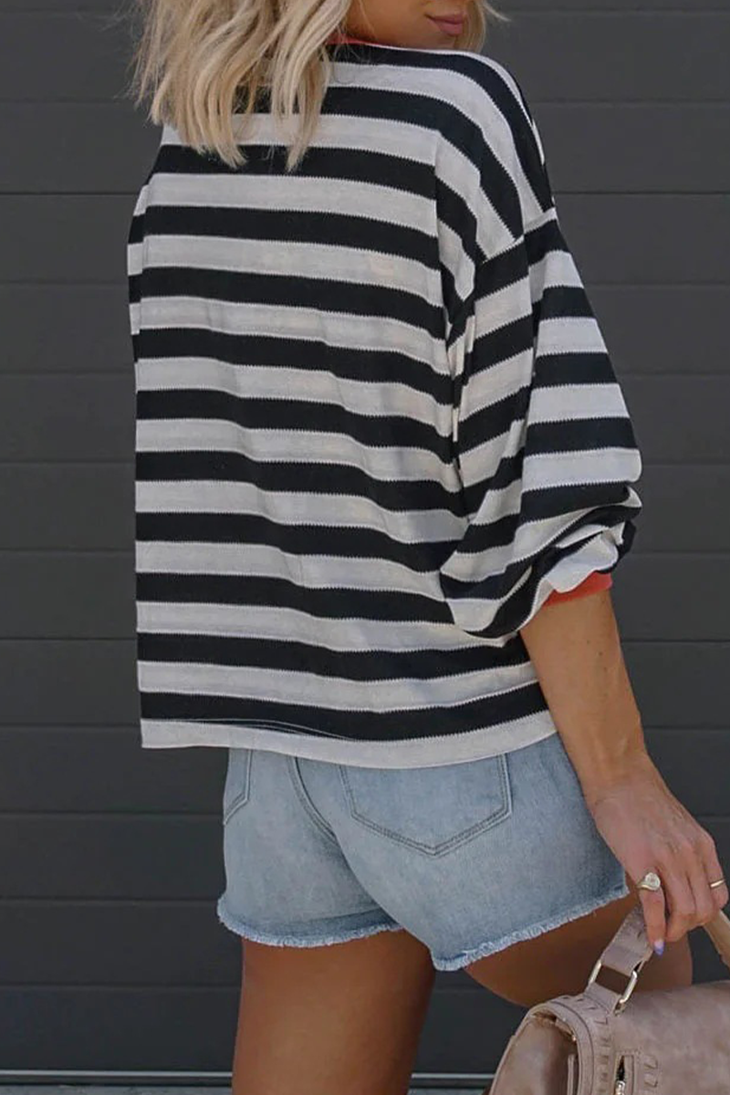 Camisetas informales con cuello redondo, letras y patchwork en contraste