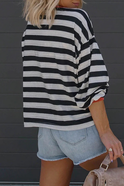 Camisetas informales con cuello redondo, letras y patchwork en contraste