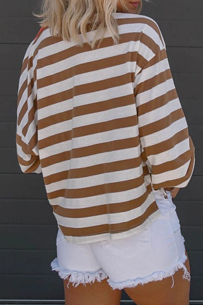 Camisetas informales con cuello redondo, letras y patchwork en contraste