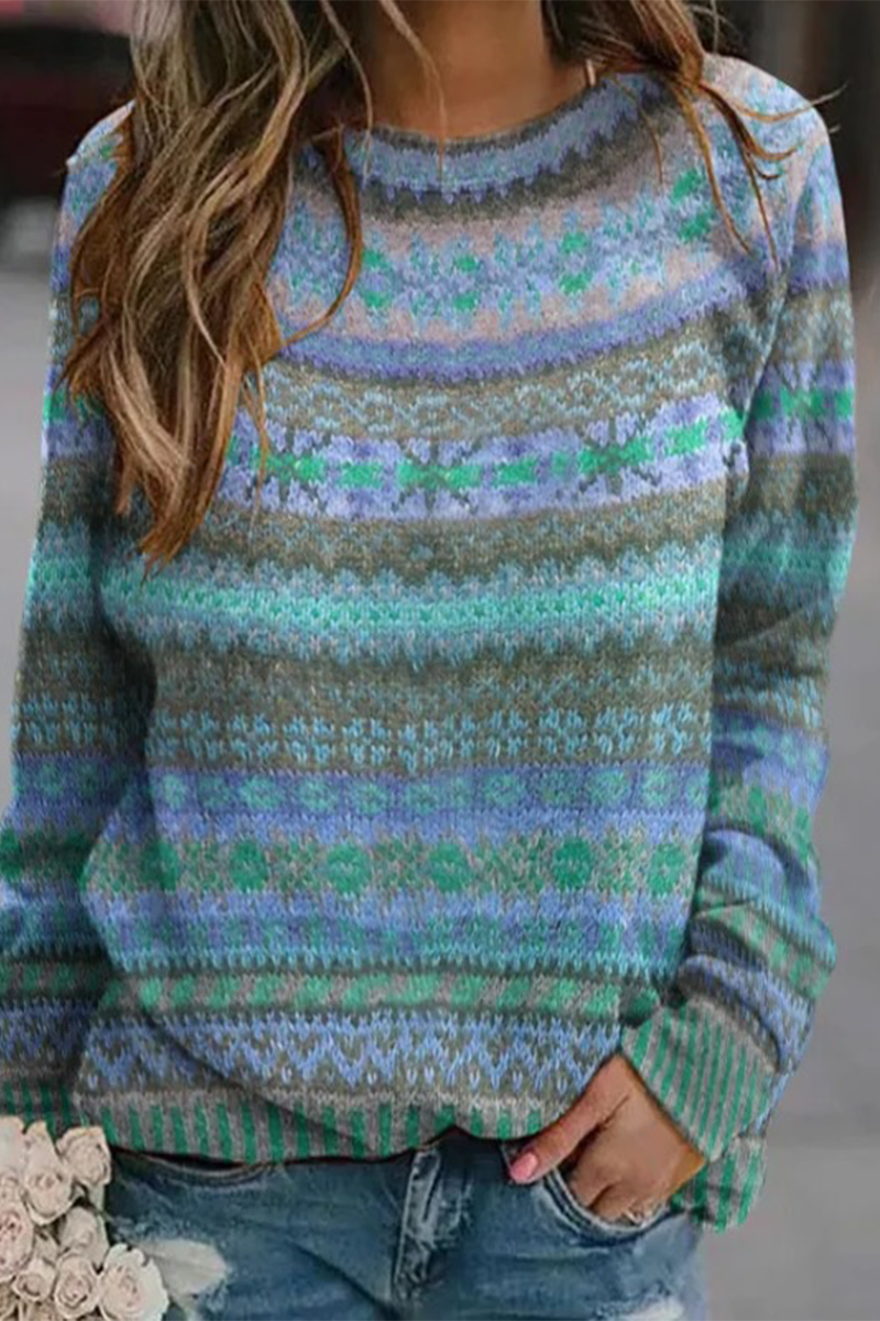 Blusa informal con cuello redondo y rayas en contraste (5 colores)