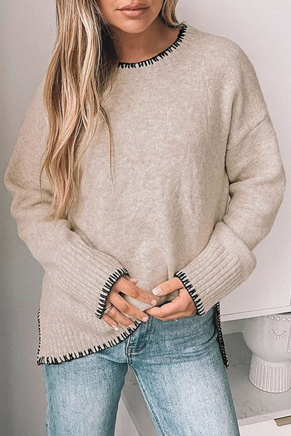 Suéteres casuales de cuello redondo con contraste y patchwork para uso diario (3 colores)