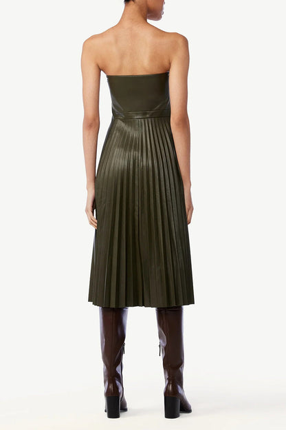 Vestidos sexis plisados sin tirantes de color sólido