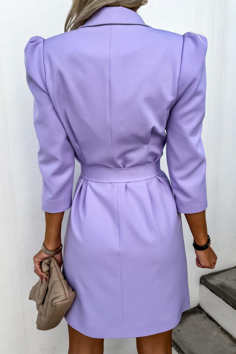 Elegante vestido camisero con botones y cinturón, cuello vuelto (5 colores)