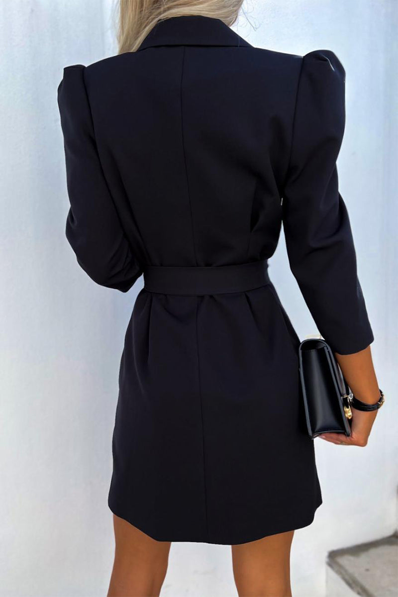 Elegante vestido camisero con botones y cinturón, cuello vuelto (5 colores)