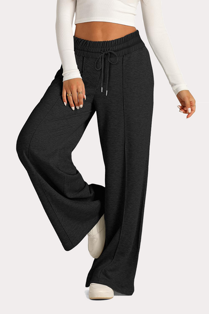 Pantalones casuales de uso diario con cordón, holgados, de cintura alta y pierna ancha (12 colores)