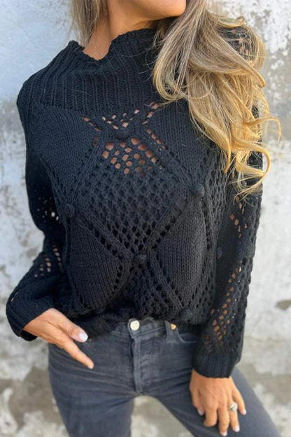 Suéteres casuales con cuello redondo, con flores y ganchos (5 colores)