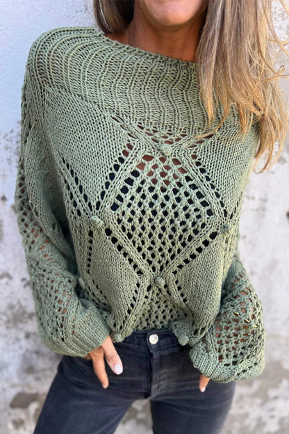 Suéteres casuales con cuello redondo, con flores y ganchos (5 colores)