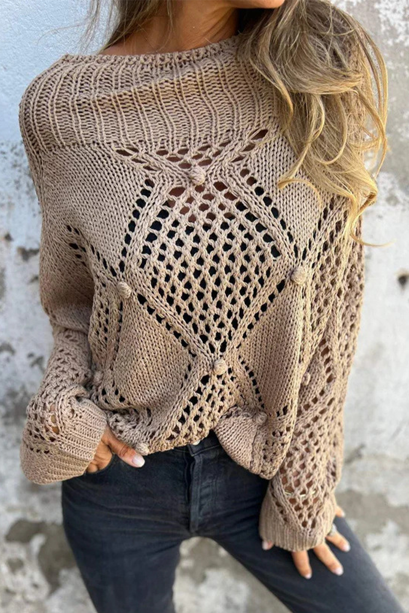Suéteres casuales con cuello redondo, con flores y ganchos (5 colores)