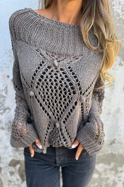 Suéteres casuales con cuello redondo, con flores y ganchos (5 colores)