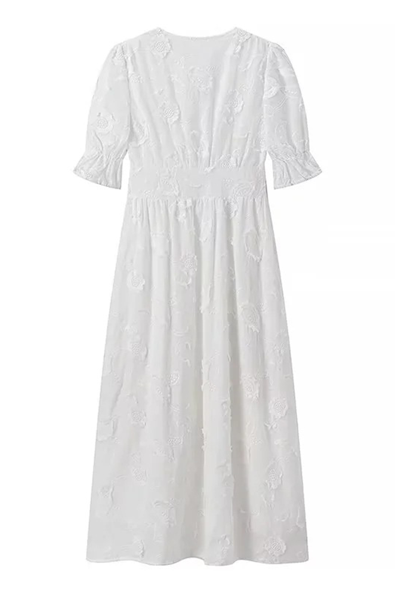 Vestidos casuales de vacaciones con escote en V y hebilla de jacquard