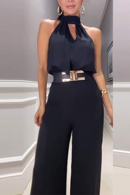 Sexy Street Solid Color Halter Sleeveless Two Pieces(No Belt)(3 Colors)