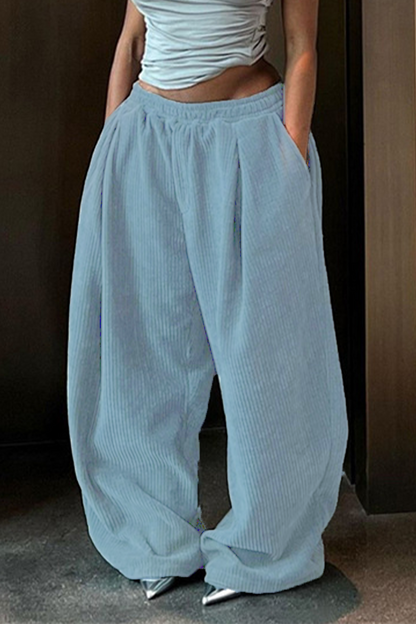 Pantalones rectos de cintura alta holgados con bolsillos para uso diario