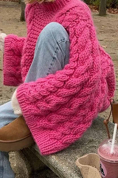 Suéteres casuales de cuello redondo con tejido liso (3 colores)