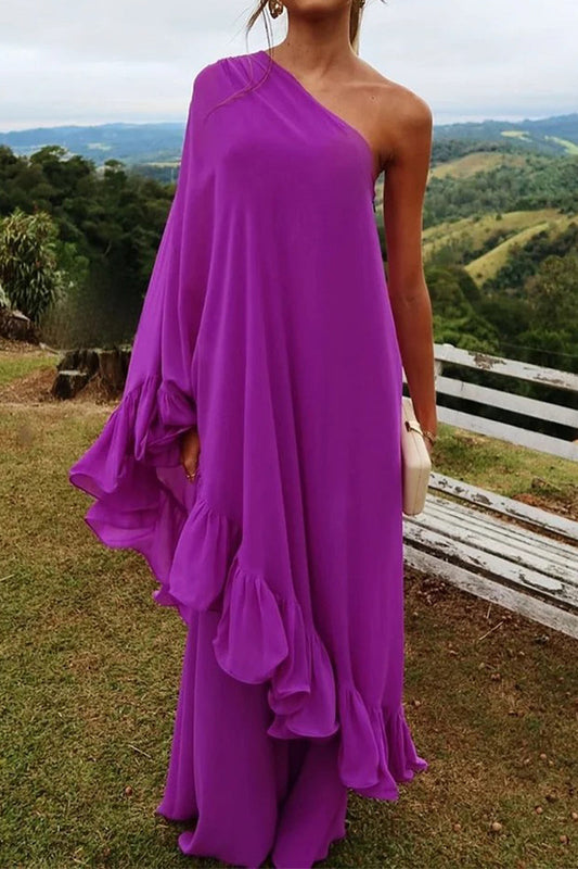 Vestidos sexis irregulares con volantes y hombros caídos