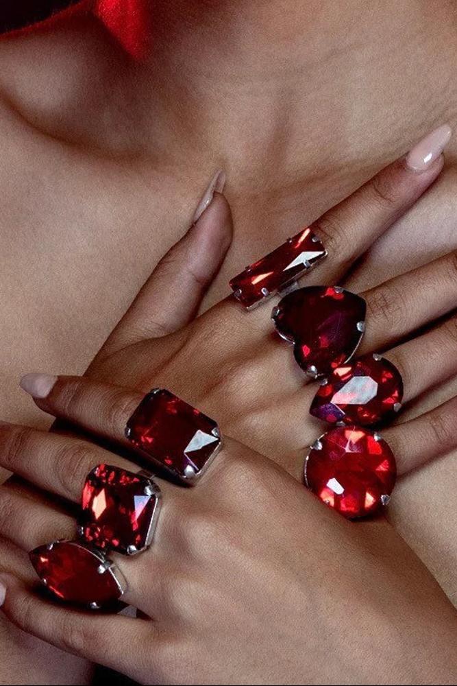 Juego de 7 anillos de cristal Dana 