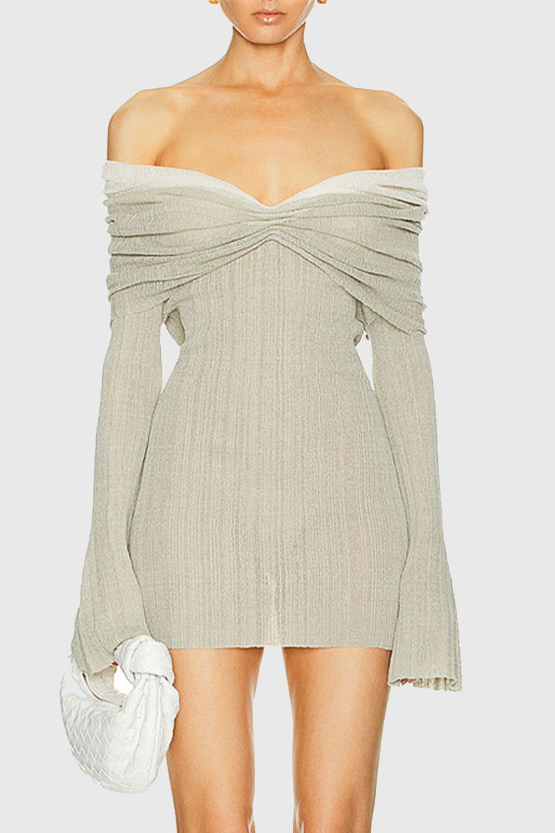Vestidos sexys con falda cruzada, fruncida y hombros descubiertos