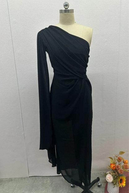 Vestidos de fiesta sexys con fruncido irregular y hombros caídos (5 colores)